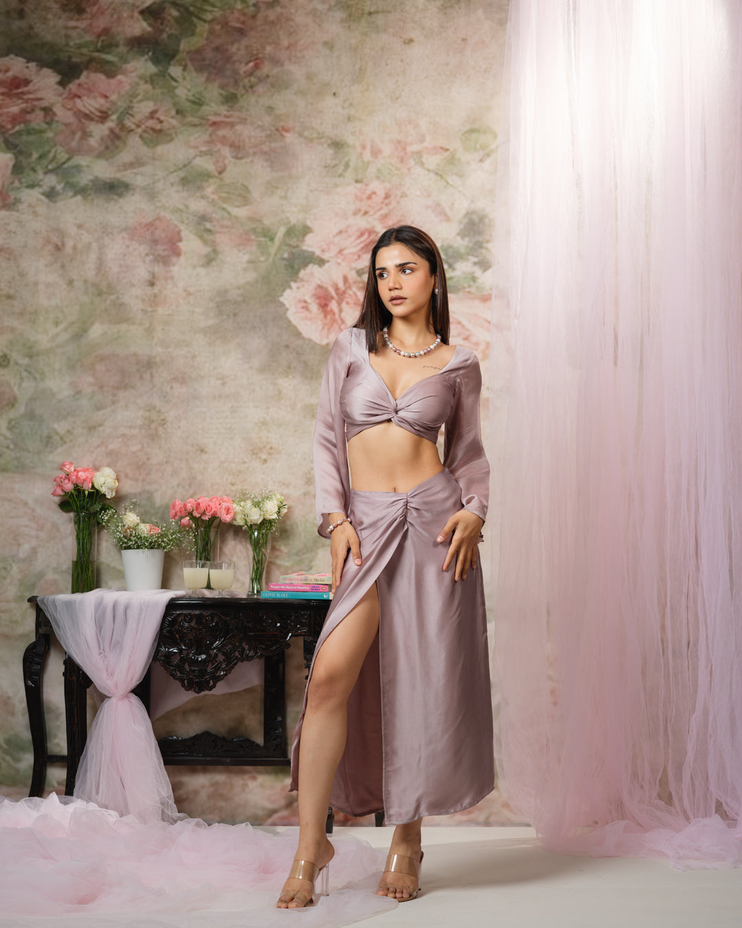Retro Satin Crop Co-Ord Set