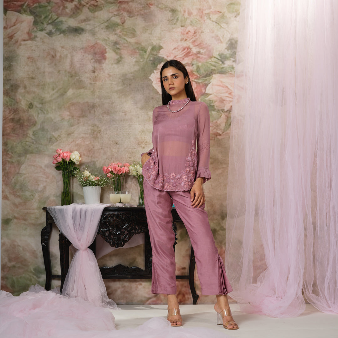 Musk Rose Embroidered Top