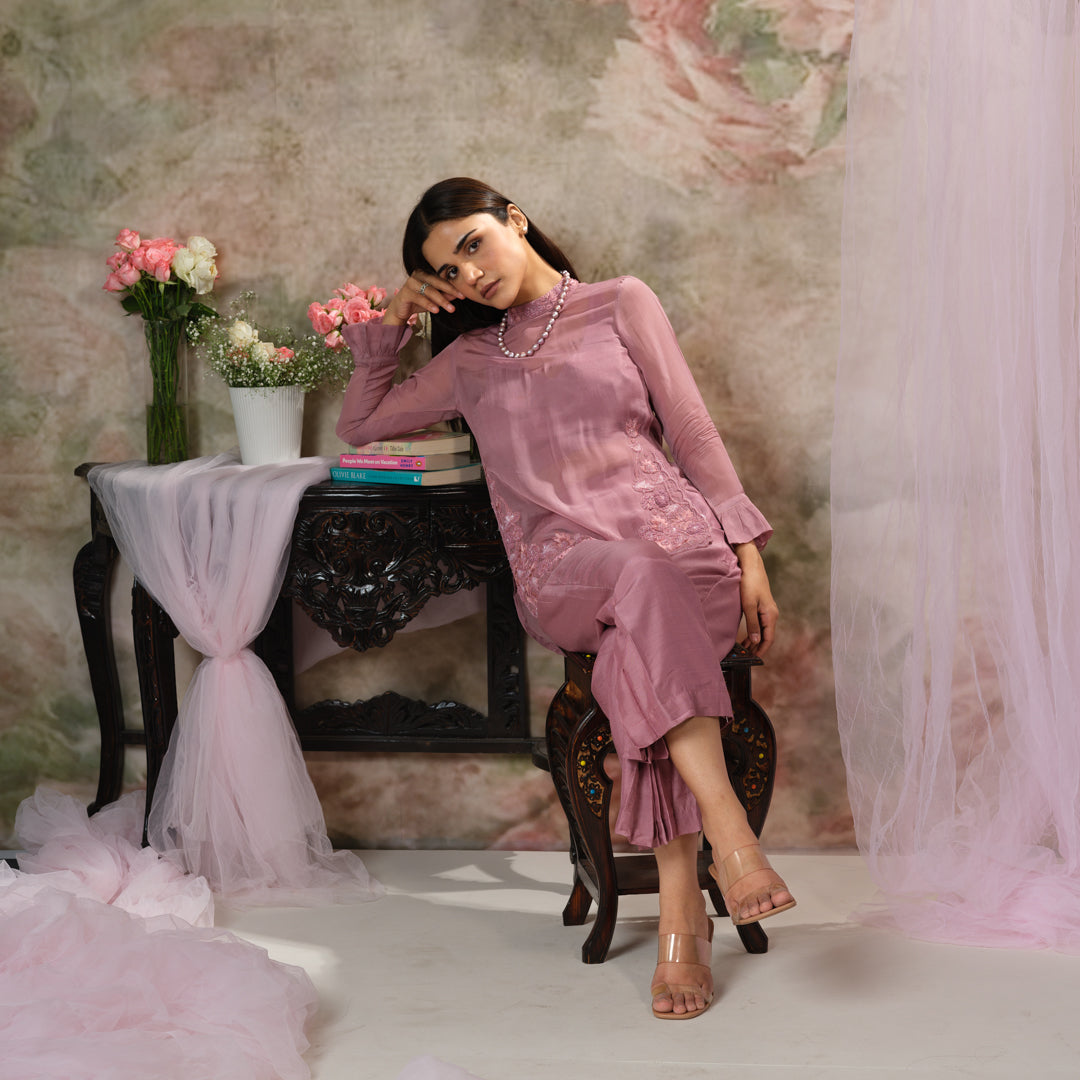 Musk Rose Embroidered Top