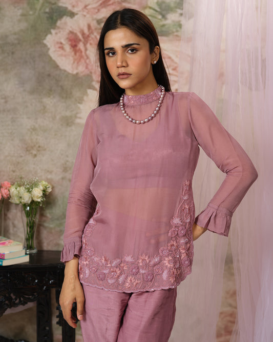 Musk Rose Embroidered Top