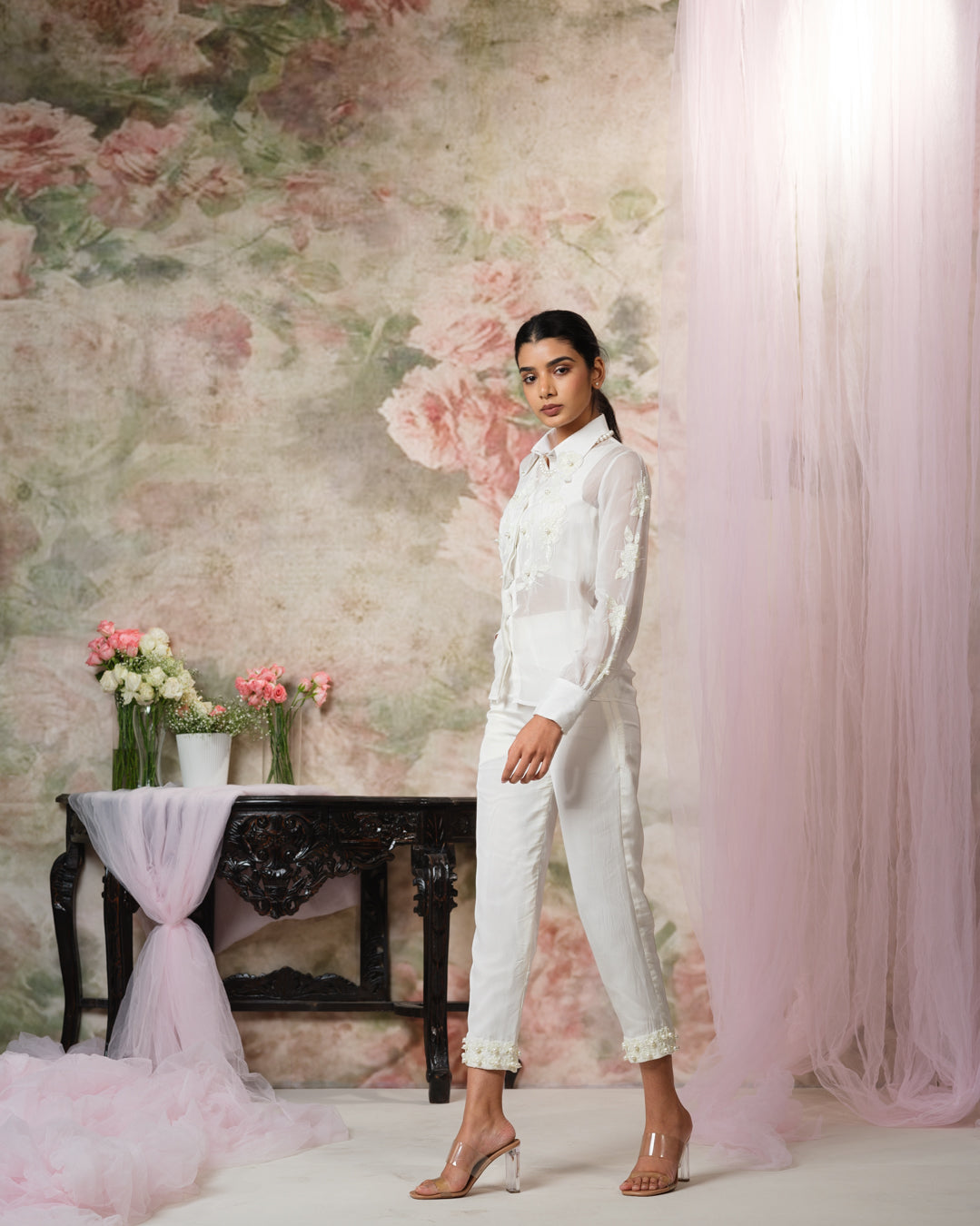 Peony Embroidered Pants