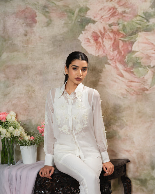 Peony Embroidered Shirt