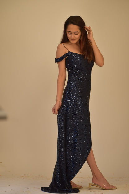 Royal Blue Sequins Gown