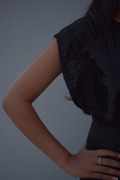 Sequins and Scuba Satin Gown