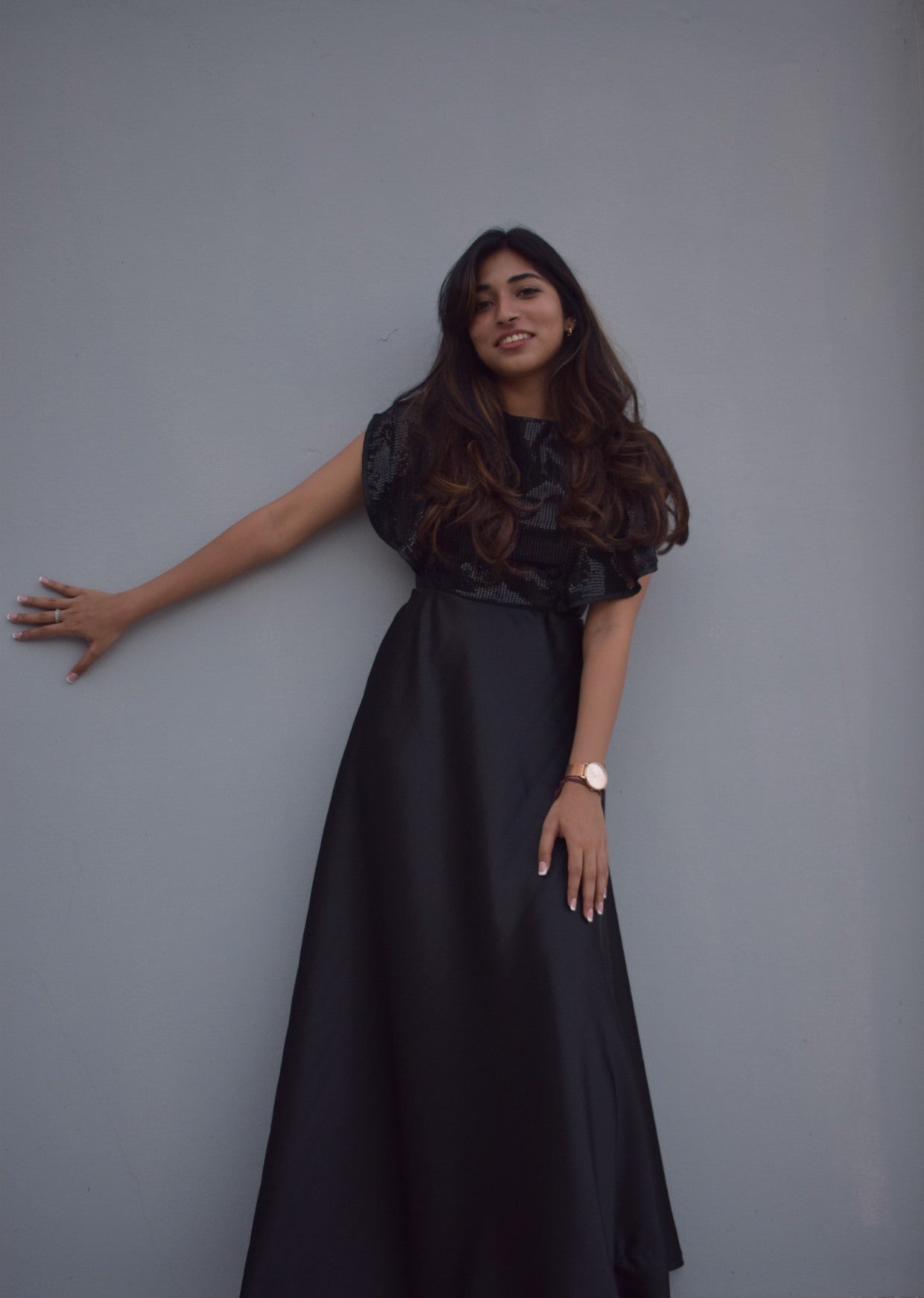 Sequins and Scuba Satin Gown