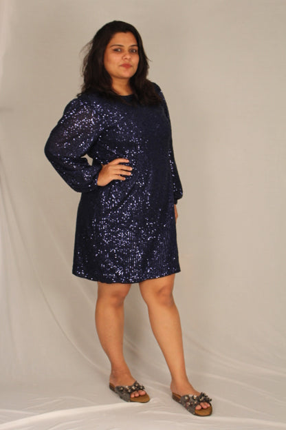 Sequins Blue Short Dress