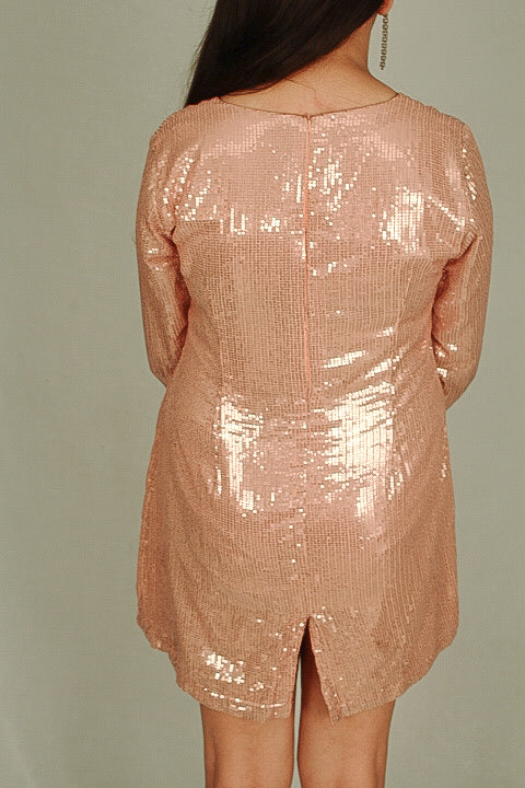 Apricot Sequin Short Dress
