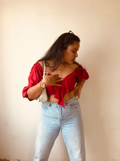 Knotted Red Crop Top