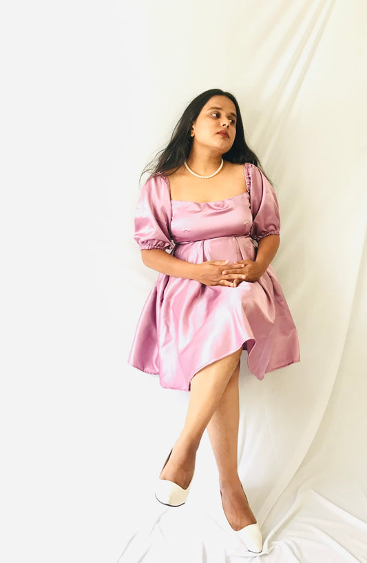 Vintage Pink Short Satin Dress