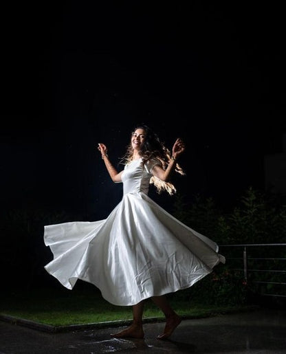 White Satin Long Dress