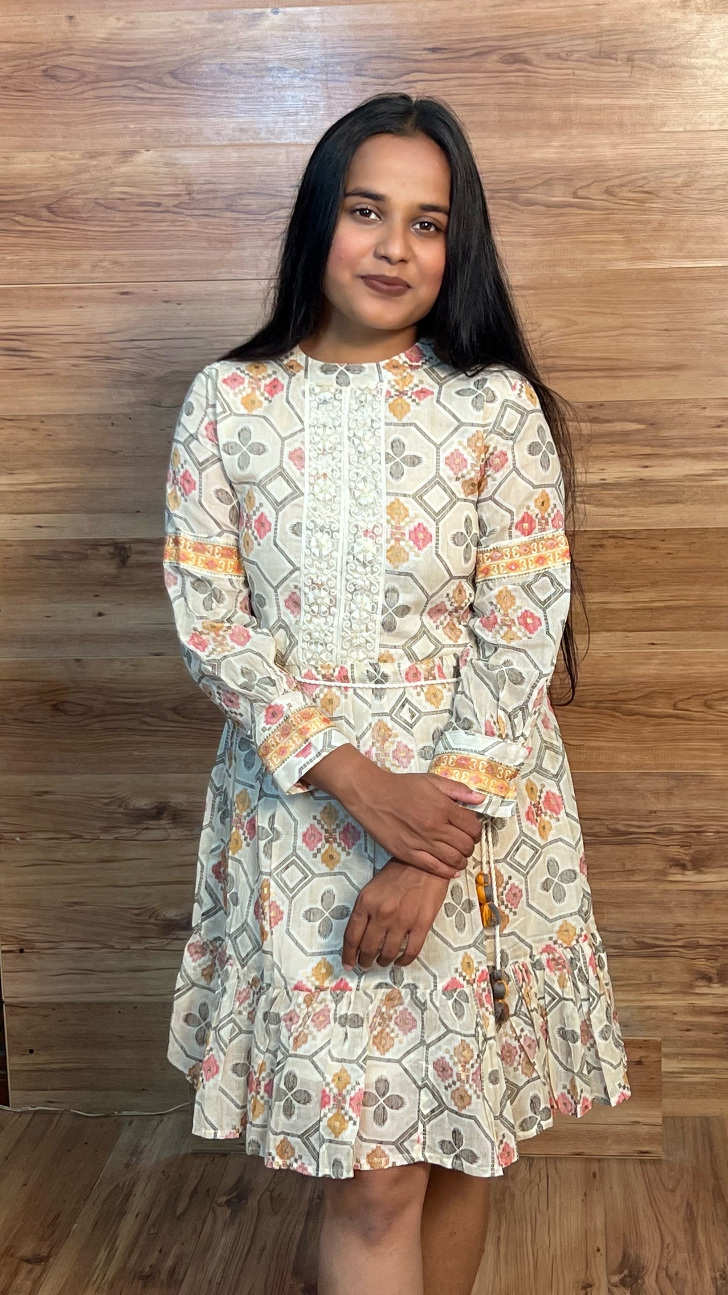 Classic Off-white Cotton Dress