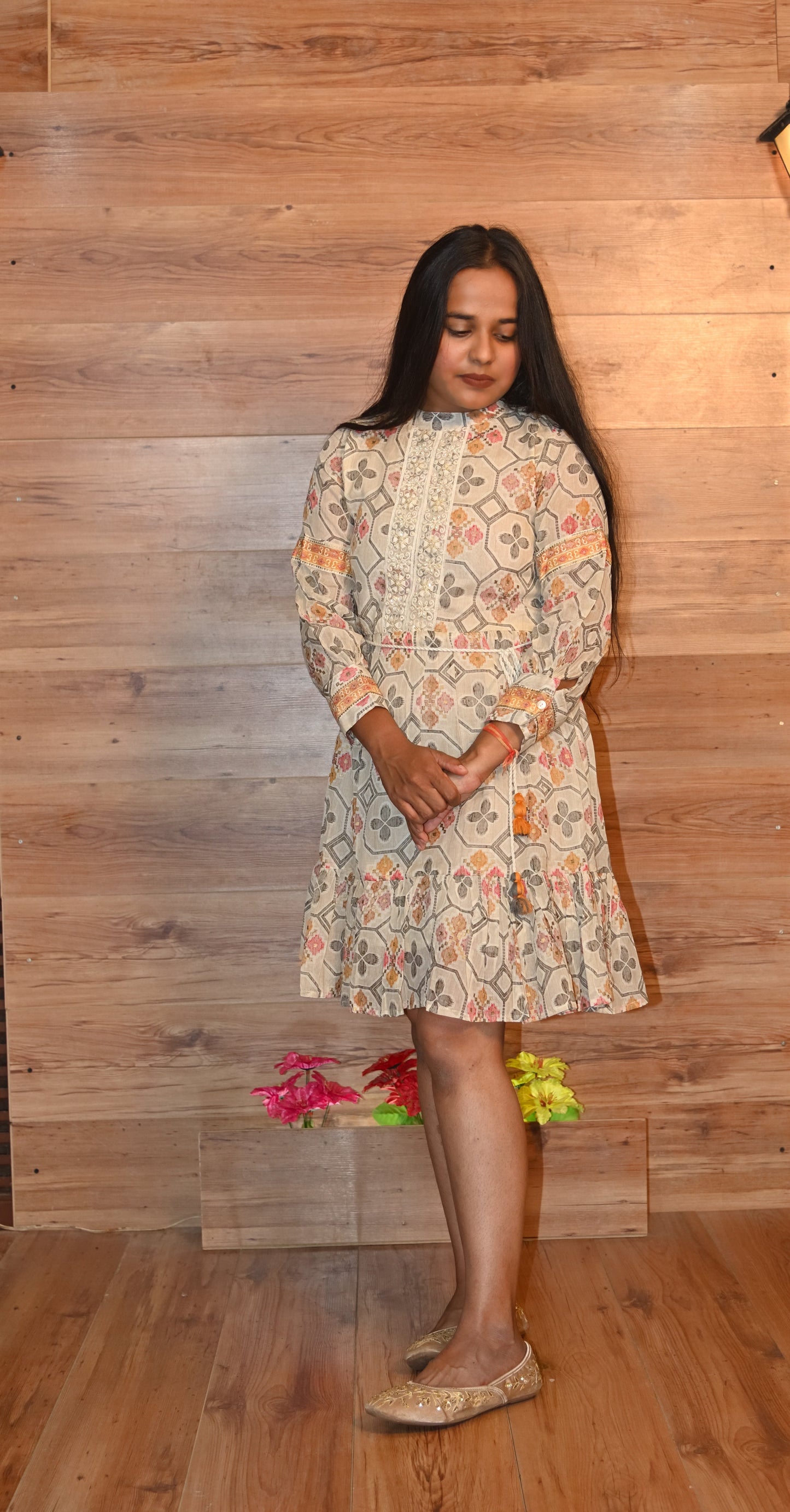 Classic Off-white Cotton Dress