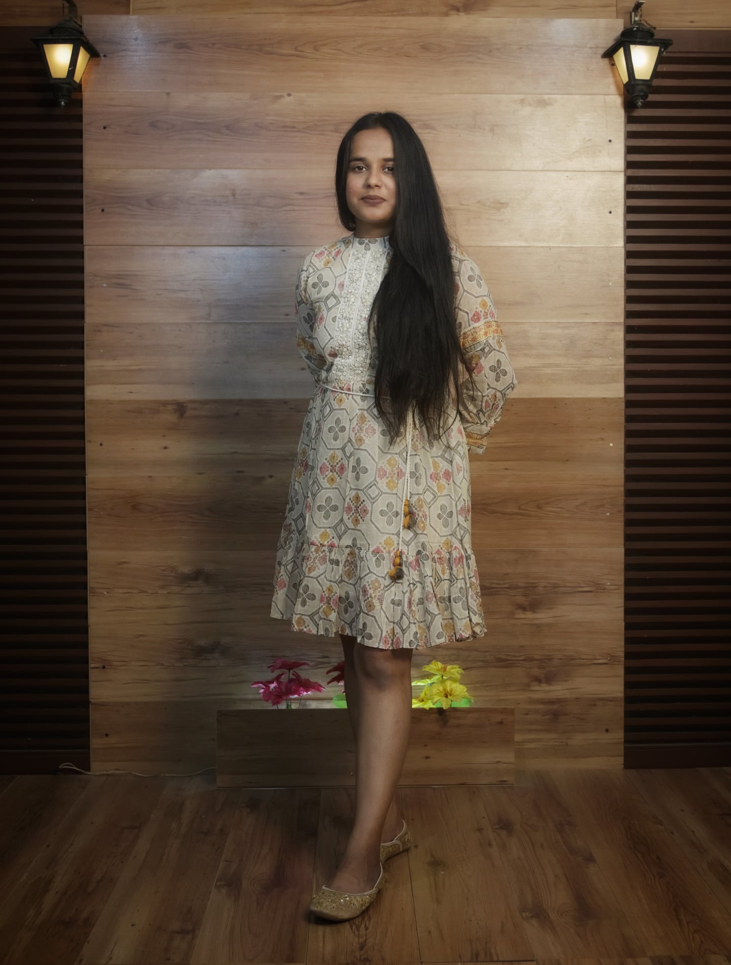 Classic Off-white Cotton Dress